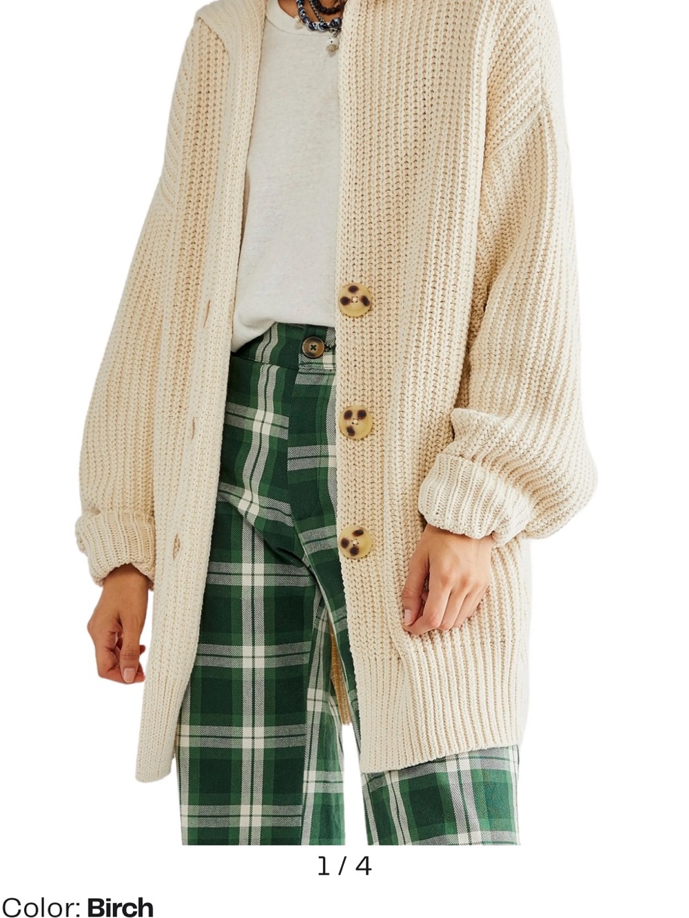 Free People Swim Too Deep Birch Knit Cardigan Sweater